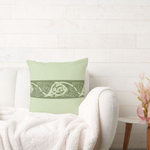 Celtic Knotwork Fish in Green Cushion