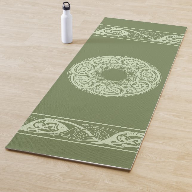 Celtic Knotwork Fish in Green  Yoga Mat (In Situ)