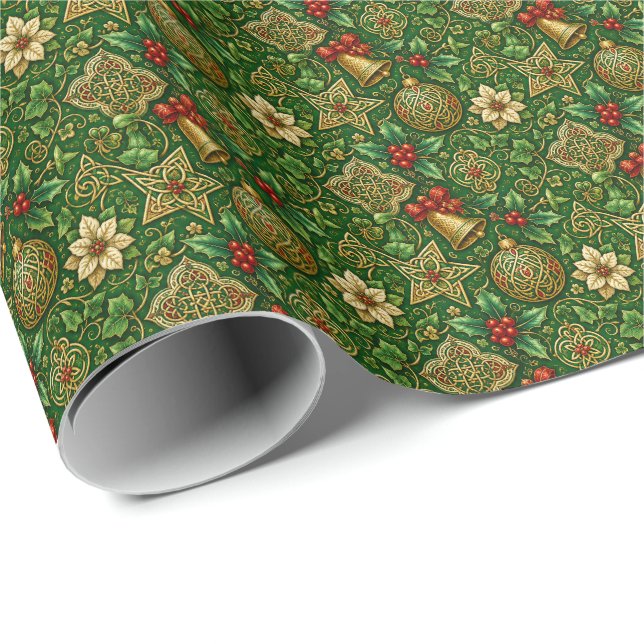 Celtic Knotwork Irish Christmas Wrapping Paper (Roll Corner)