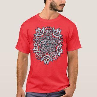Celtic Knotwork Mandala Pentagram Colour Outline T-Shirt