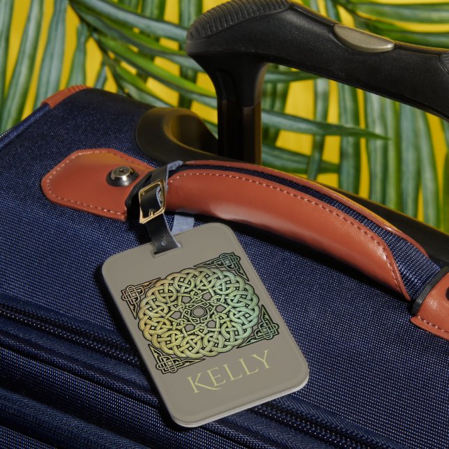 Celtic Knotwork Mandala Personalised Luggage Tag (Front Insitu 1)