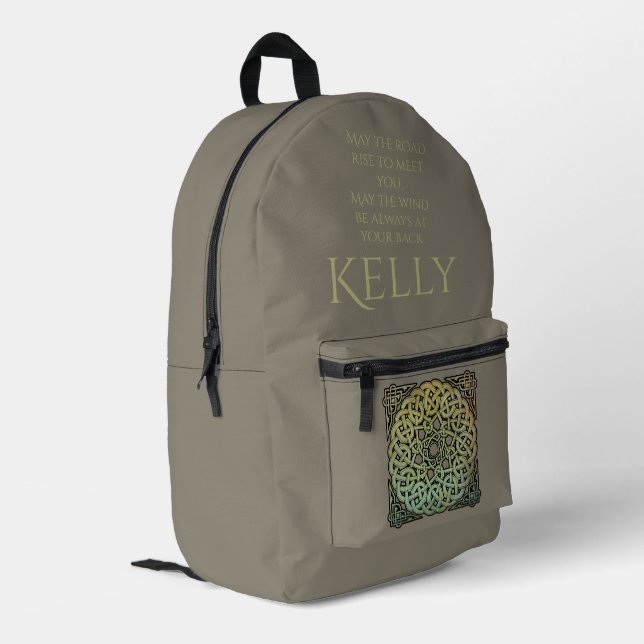 Celtic Knotwork Mandala Personalised Printed Backpack (Back Corner Left)