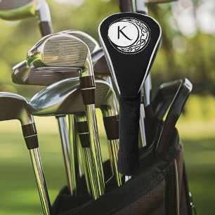 Celtic Knotwork Moon Circle Monogram Black White Golf Head Cover