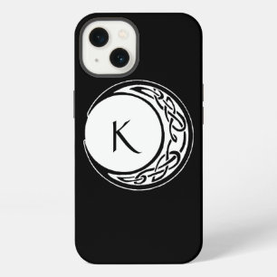 Celtic Knotwork Moon Circle Monogram Black White iPhone 13 Case