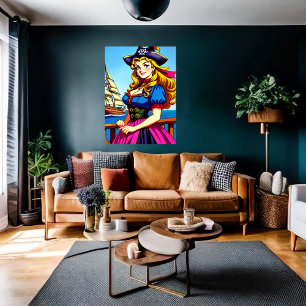 Celtic lady Pirate AI Art Poster