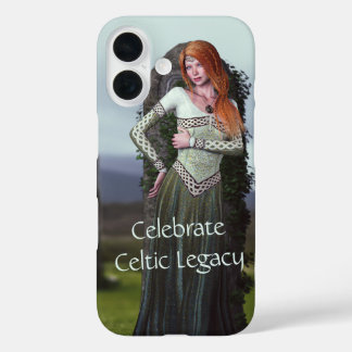 Celtic Lady Posing in Front of Ancient Stones iPhone 16 Case