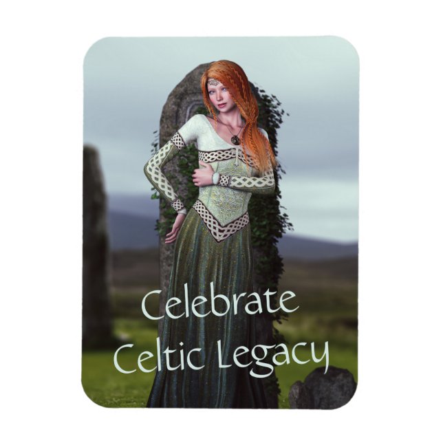 Celtic Lady Posing in Front of Ancient Stones Magnet (Vertical)