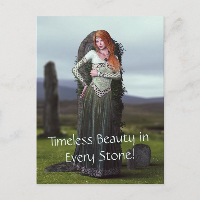 Celtic Lady Posing in Front of Ancient Stones Postcard (Front)