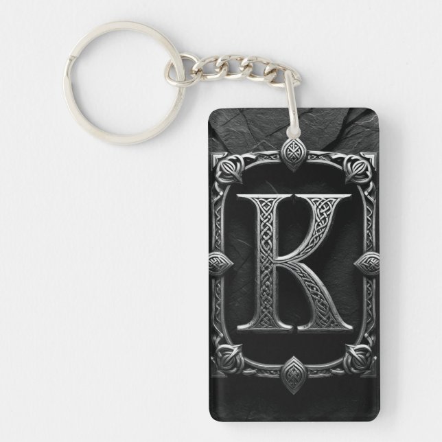 ⚫ Celtic Letter K Monogram Emblem Design ⚫ Key Ring (Front)