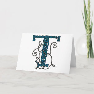 Celtic Letter T monogram card