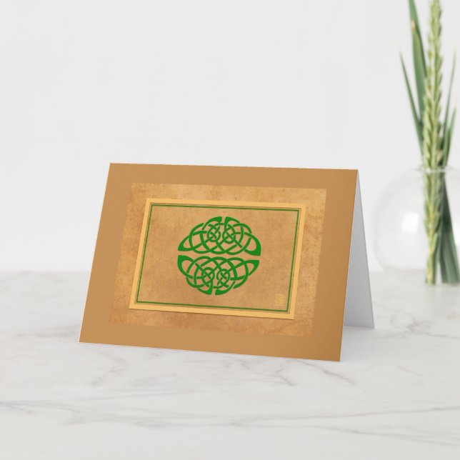 Celtic Light Brown Blank Personalise Greeting Card (Front)