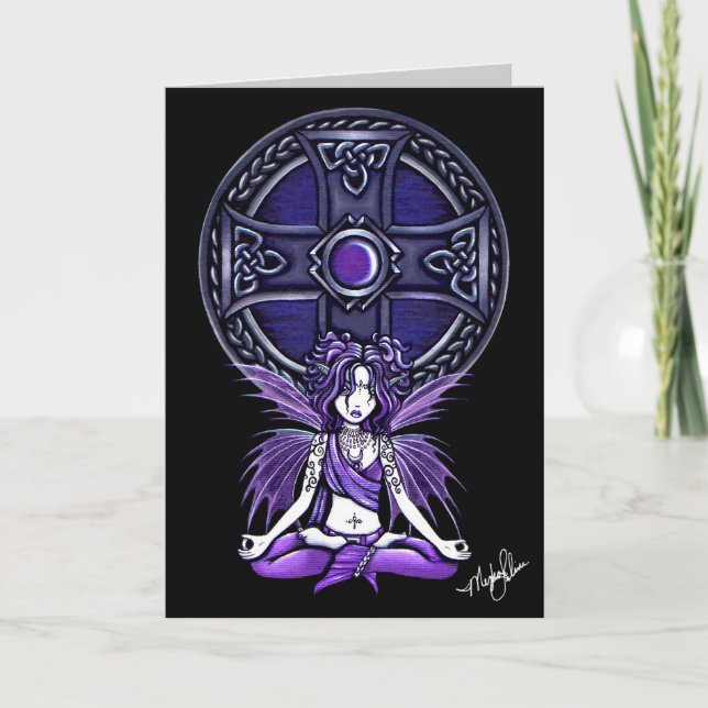 Celtic Lotus Meditation Fairy Card (Front)