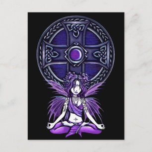 "Celtic Lotus" Purple Yoga Fairy Postcard