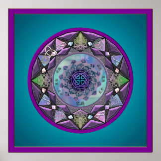 Celtic Mandala Framed in Cool Hues Poster