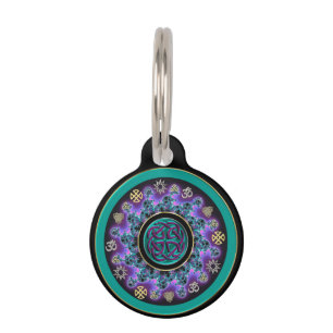 Celtic Mandala in Green with Mystical Symbols. Pet Tag