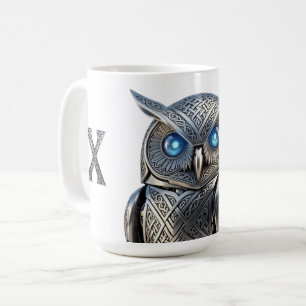 Celtic Mechanical Owl Silver Steampunk Coffee Mug