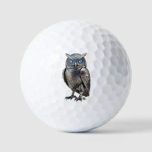 Celtic Mechanical Owl Silver Steampunk Golf Balls