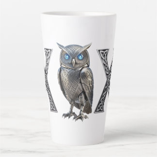 Celtic Mechanical Owl Silver Steampunk Latte Mug