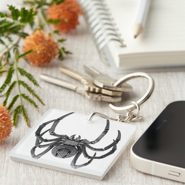 Celtic Mechanical Spider Art  Key Ring (Front Right)