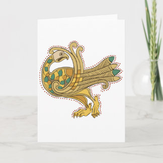 Celtic Mediaeval Goen Peacock, Greeting Card