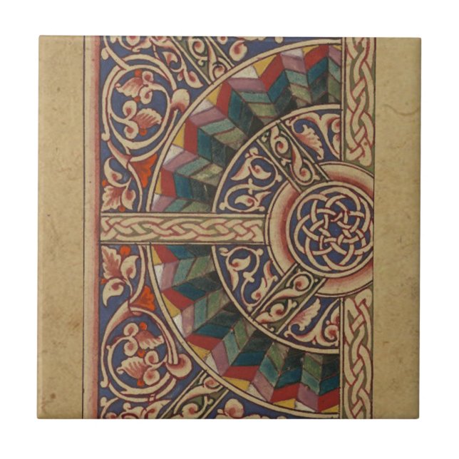 Celtic Mediaeval Half Circle Design Tile (Front)