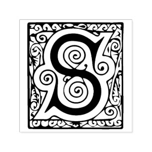 Celtic Mediaeval Magic Letter S Flourish Monogram Self-inking Stamp