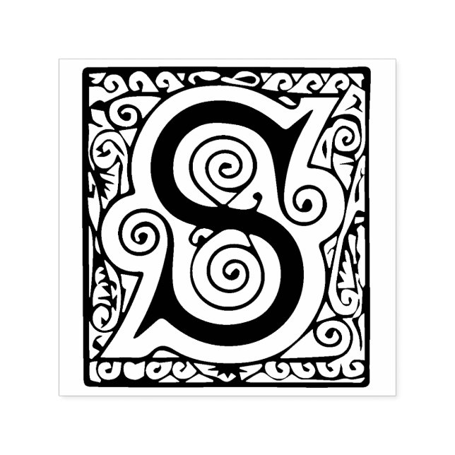 Celtic Mediaeval Magic Letter S Flourish Monogram Self-inking Stamp (Design)