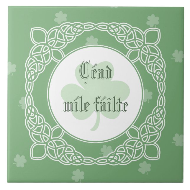 Celtic Mist "Céad míle fáilte" Tile - Green (Front)