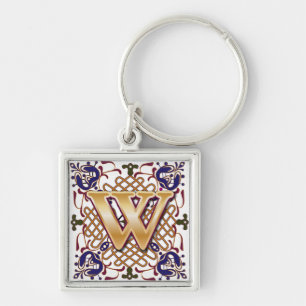 Celtic Monogram Letter W Key Ring