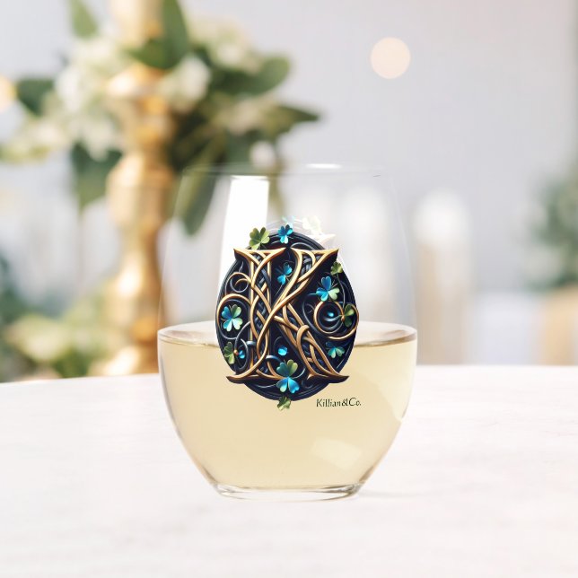 Celtic Monogram Wine Glass Set (Insitu (Wedding))