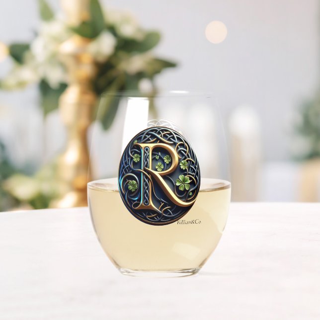 Celtic Monogram Wine Glass Set (Insitu (Wedding))
