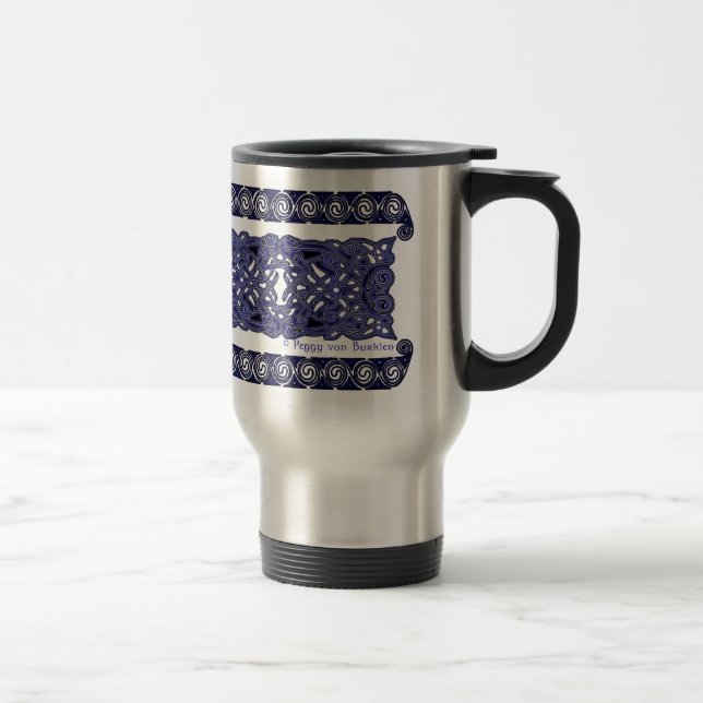 Celtic Mugs, Knotwork Hound Design #2 Travel Mug (Right)
