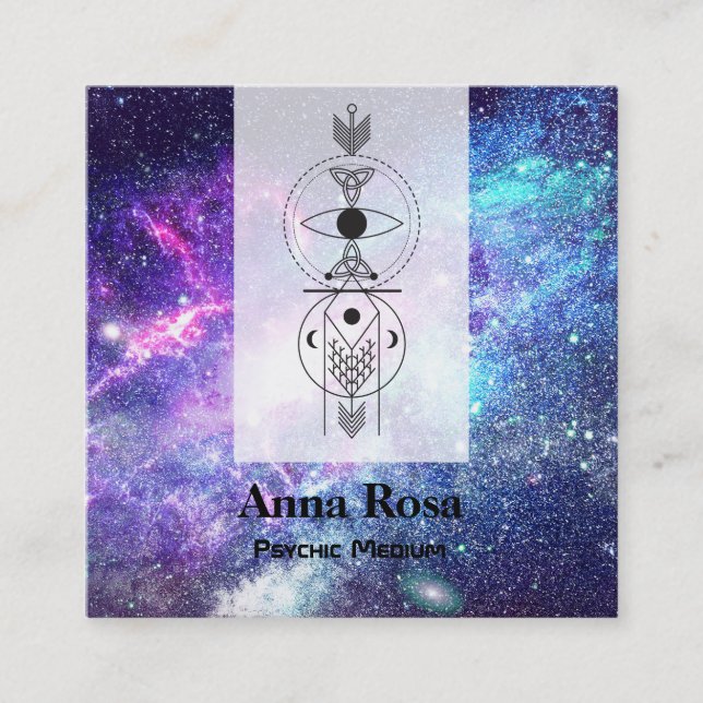 *~* Celtic Nebula Mystical Universe Psychic Medium Square Business Card (Front)