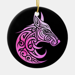 Celtic Nordic Fox Ceramic Tree Decoration