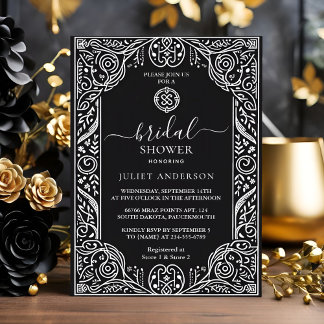Celtic Nordic Fun Mediaeval Scroll Bridal Shower Invitation