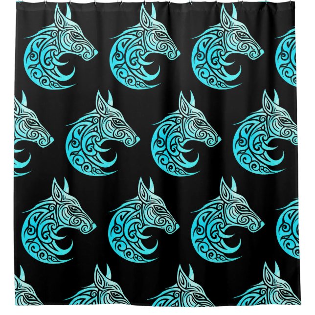 Celtic Nordic Winter Fox Shower Curtain (Front)