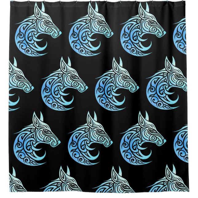 Celtic Nordic Winter Fox Shower Curtain (Front)