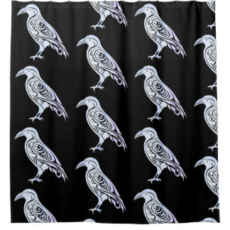 Celtic Nordic Winter Raven Crow Shower Curtain