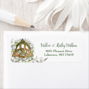 Celtic Orange Triquetra Watercolor Floral Address