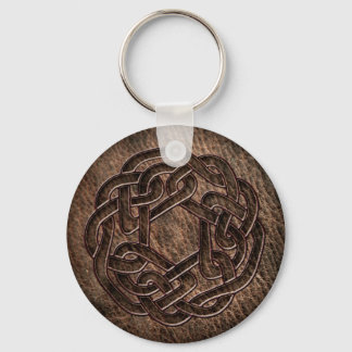 Celtic ornament embossed on leather key ring