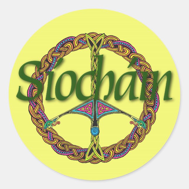 Celtic Peace Sign Sticker in Irish (Front)