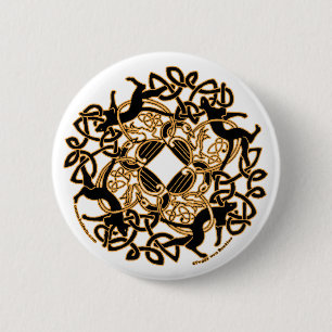 Celtic Pins and Buttons Samhain Cats Design #2