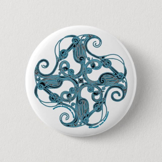 Celtic Pins and Buttons Zoomorphic Crane Design #2 (Front)
