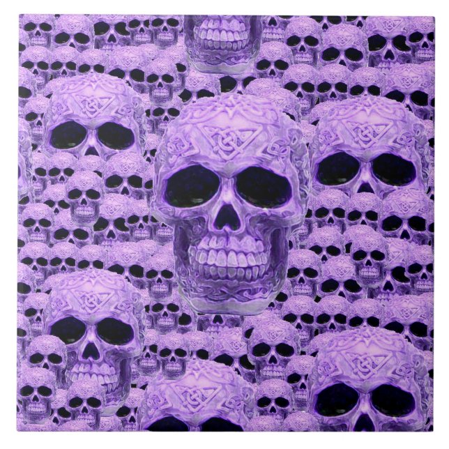Celtic purple skull collage tile (Front)