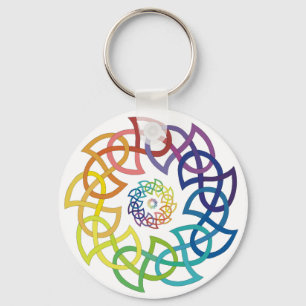Celtic Rainbow Knotwork Rings Key Ring
