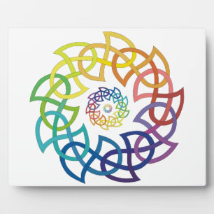 Celtic Rainbow Knotwork Rings Plaque