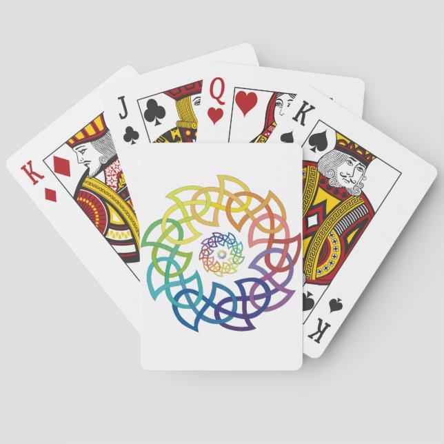 Celtic Rainbow Knotwork Rings Playing Cards (Back)