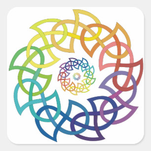Celtic Rainbow Knotwork Rings Square Sticker