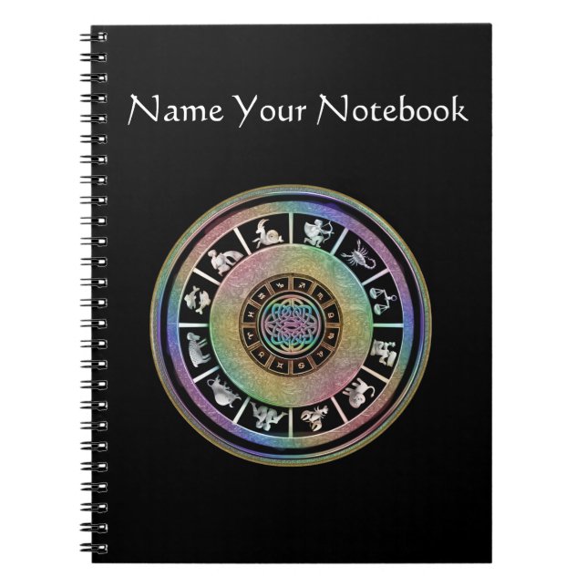 Celtic Rainbow Zodiac Mandala Notebook (Front)