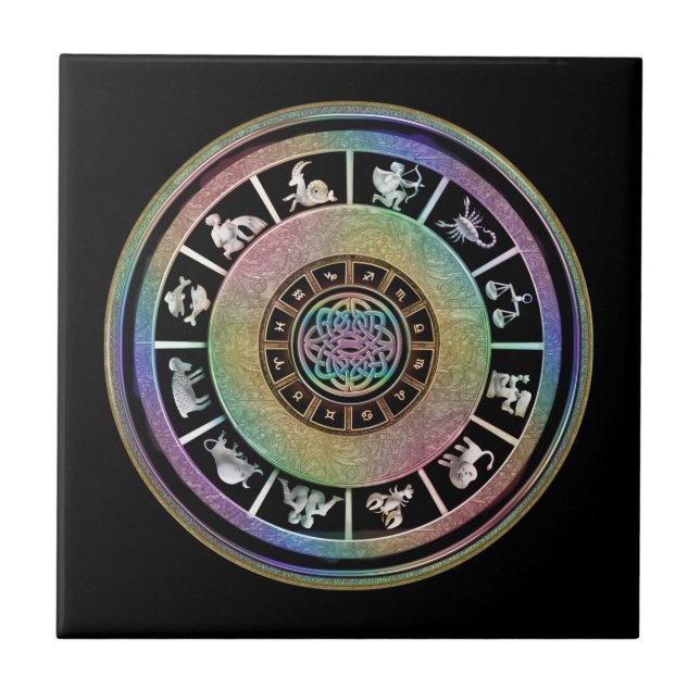 Celtic Rainbow Zodiac Mandala Tile (Front)